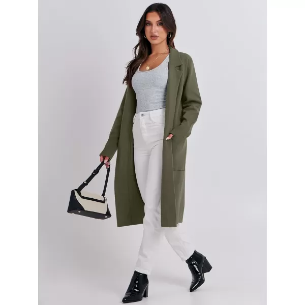 imageANRABESS Cardigan for Women Oversized Open Front Sweater Coat Long Sleeve Lapel Blazer Jacket Fall Outwear CoatiganOlive