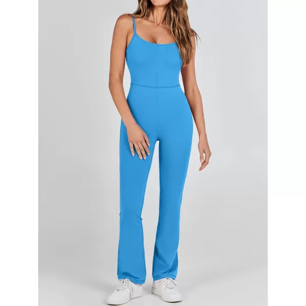 imageANRABESS Flare Jumpsuits for Women One Piece Sleeveless Square Neck Full Body Bodycon Yoga Workout Casual Unitard RompersBlue