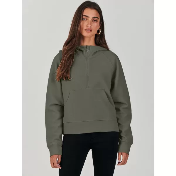 imageANRABESS Half Zip Sweatshirts Cropped Hoodies Fleece Womens Quarter Zip Up Pullover Sweaters Fall Outfits 2023 Winter ClothesArmy Green