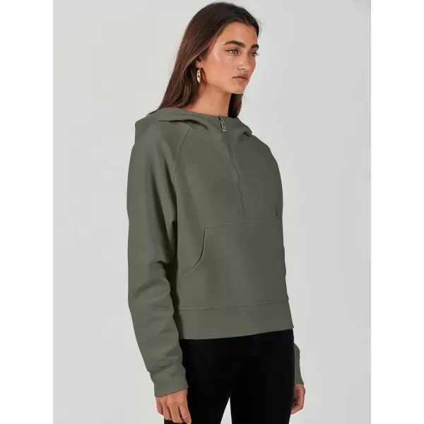 imageANRABESS Half Zip Sweatshirts Cropped Hoodies Fleece Womens Quarter Zip Up Pullover Sweaters Fall Outfits 2023 Winter ClothesArmy Green