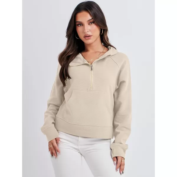 imageANRABESS Half Zip Sweatshirts Cropped Hoodies Fleece Womens Quarter Zip Up Pullover Sweaters Fall Outfits 2023 Winter ClothesBeige