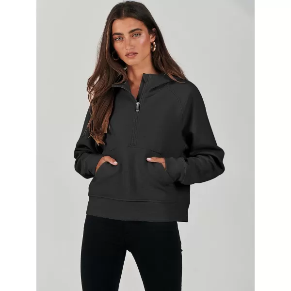 imageANRABESS Half Zip Sweatshirts Cropped Hoodies Fleece Womens Quarter Zip Up Pullover Sweaters Fall Outfits 2023 Winter ClothesBlack