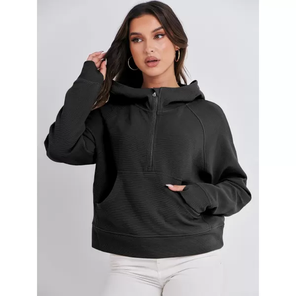 imageANRABESS Half Zip Sweatshirts Cropped Hoodies Fleece Womens Quarter Zip Up Pullover Sweaters Fall Outfits 2023 Winter ClothesBlack