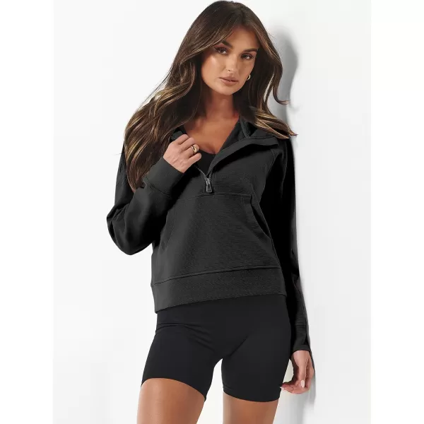 imageANRABESS Half Zip Sweatshirts Cropped Hoodies Fleece Womens Quarter Zip Up Pullover Sweaters Fall Outfits 2023 Winter ClothesBlack