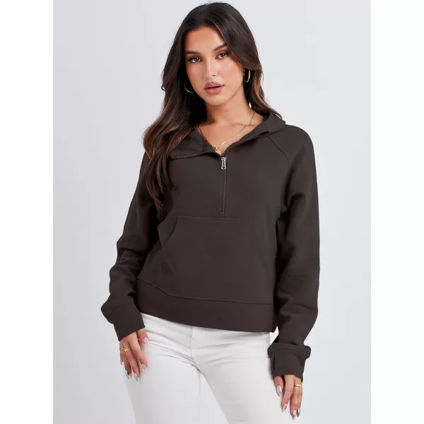 imageANRABESS Half Zip Sweatshirts Cropped Hoodies Fleece Womens Quarter Zip Up Pullover Sweaters Fall Outfits 2023 Winter ClothesCoffee