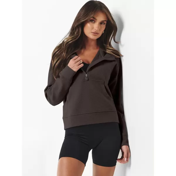 imageANRABESS Half Zip Sweatshirts Cropped Hoodies Fleece Womens Quarter Zip Up Pullover Sweaters Fall Outfits 2023 Winter ClothesCoffee