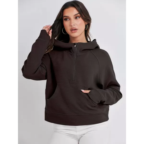 imageANRABESS Half Zip Sweatshirts Cropped Hoodies Fleece Womens Quarter Zip Up Pullover Sweaters Fall Outfits 2023 Winter ClothesCoffee