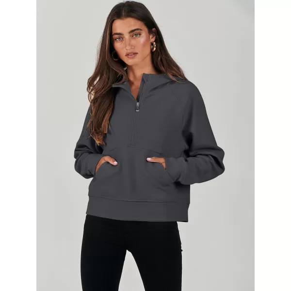 imageANRABESS Half Zip Sweatshirts Cropped Hoodies Fleece Womens Quarter Zip Up Pullover Sweaters Fall Outfits 2023 Winter ClothesDeep Grey