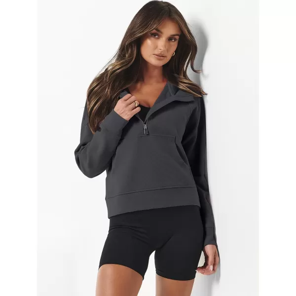imageANRABESS Half Zip Sweatshirts Cropped Hoodies Fleece Womens Quarter Zip Up Pullover Sweaters Fall Outfits 2023 Winter ClothesDeep Grey