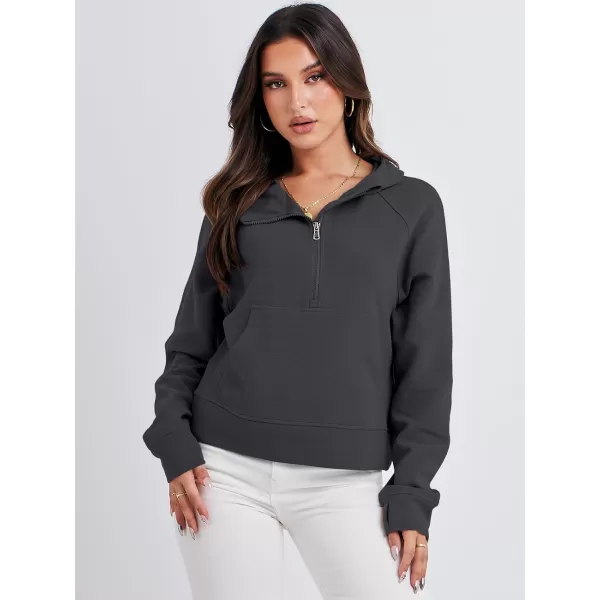 imageANRABESS Half Zip Sweatshirts Cropped Hoodies Fleece Womens Quarter Zip Up Pullover Sweaters Fall Outfits 2023 Winter ClothesDeep Grey