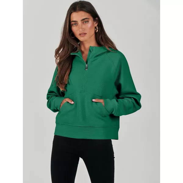 imageANRABESS Half Zip Sweatshirts Cropped Hoodies Fleece Womens Quarter Zip Up Pullover Sweaters Fall Outfits 2023 Winter ClothesGrass