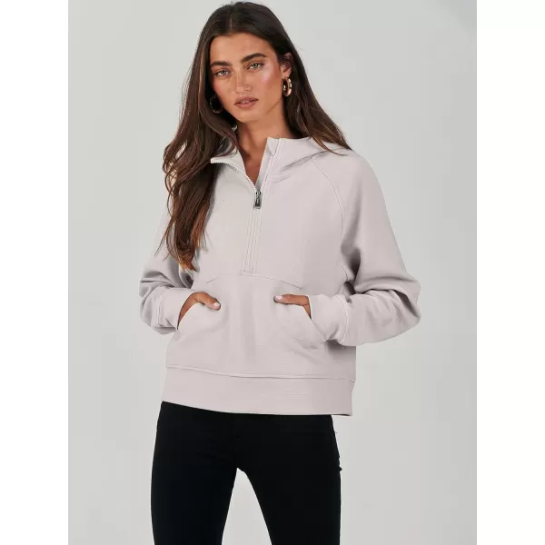 imageANRABESS Half Zip Sweatshirts Cropped Hoodies Fleece Womens Quarter Zip Up Pullover Sweaters Fall Outfits 2023 Winter ClothesGrey