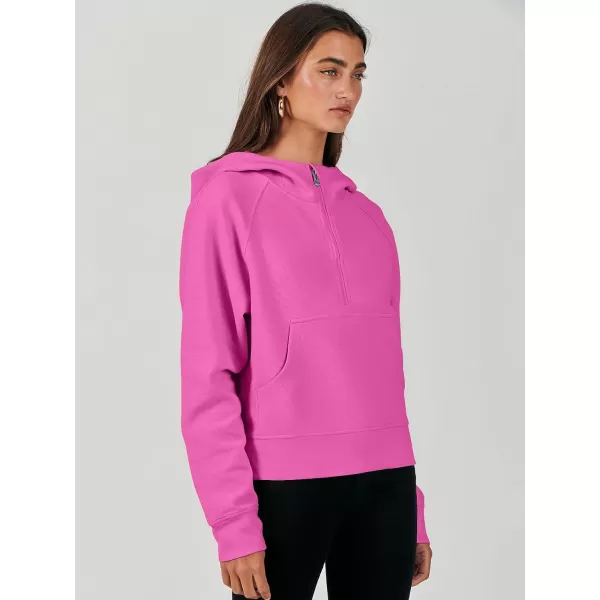 imageANRABESS Half Zip Sweatshirts Cropped Hoodies Fleece Womens Quarter Zip Up Pullover Sweaters Fall Outfits 2023 Winter ClothesHot Pink