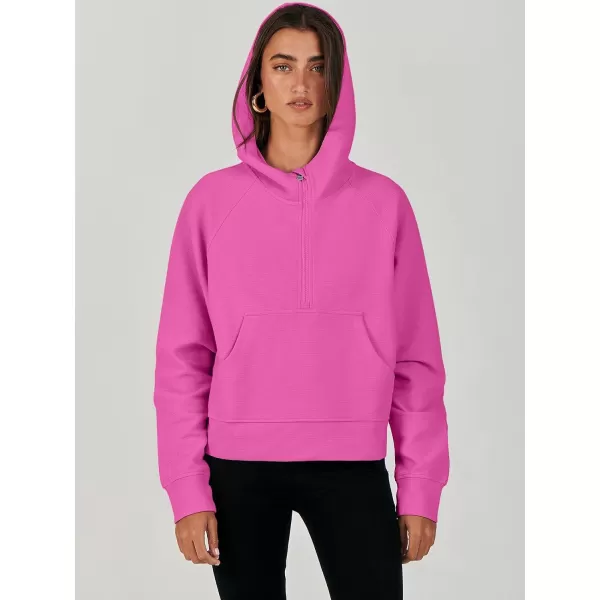imageANRABESS Half Zip Sweatshirts Cropped Hoodies Fleece Womens Quarter Zip Up Pullover Sweaters Fall Outfits 2023 Winter ClothesHot Pink