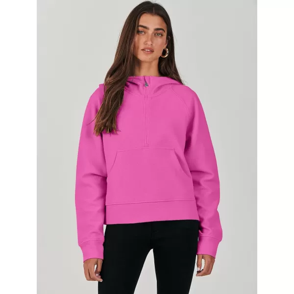 imageANRABESS Half Zip Sweatshirts Cropped Hoodies Fleece Womens Quarter Zip Up Pullover Sweaters Fall Outfits 2023 Winter ClothesHot Pink