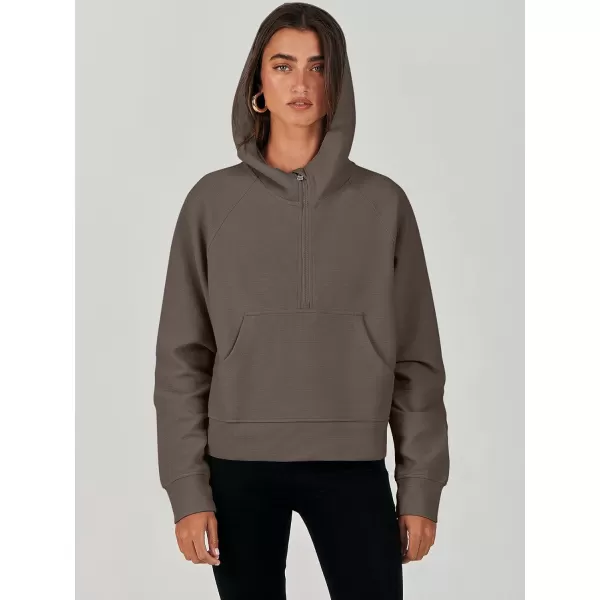 imageANRABESS Half Zip Sweatshirts Cropped Hoodies Fleece Womens Quarter Zip Up Pullover Sweaters Fall Outfits 2023 Winter ClothesLight Brown