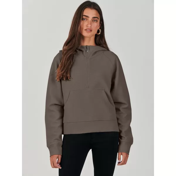 imageANRABESS Half Zip Sweatshirts Cropped Hoodies Fleece Womens Quarter Zip Up Pullover Sweaters Fall Outfits 2023 Winter ClothesLight Brown