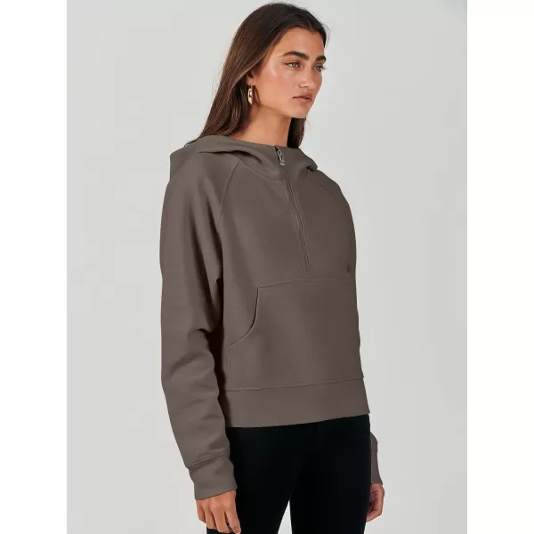 imageANRABESS Half Zip Sweatshirts Cropped Hoodies Fleece Womens Quarter Zip Up Pullover Sweaters Fall Outfits 2023 Winter ClothesLight Brown