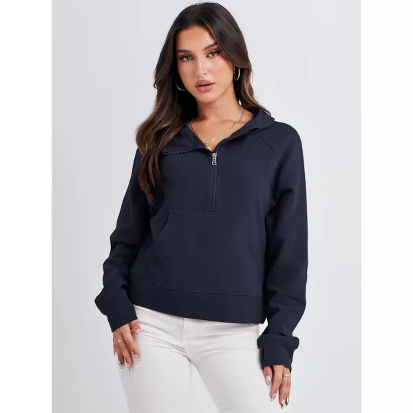 imageANRABESS Half Zip Sweatshirts Cropped Hoodies Fleece Womens Quarter Zip Up Pullover Sweaters Fall Outfits 2023 Winter ClothesNavy Blue