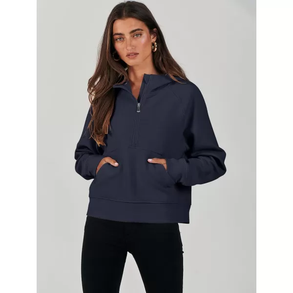 imageANRABESS Half Zip Sweatshirts Cropped Hoodies Fleece Womens Quarter Zip Up Pullover Sweaters Fall Outfits 2023 Winter ClothesNavy Blue