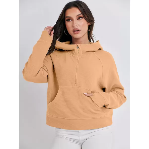 imageANRABESS Half Zip Sweatshirts Cropped Hoodies Fleece Womens Quarter Zip Up Pullover Sweaters Fall Outfits 2023 Winter ClothesOrange