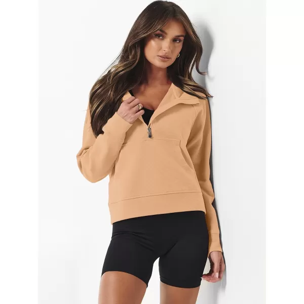 imageANRABESS Half Zip Sweatshirts Cropped Hoodies Fleece Womens Quarter Zip Up Pullover Sweaters Fall Outfits 2023 Winter ClothesOrange