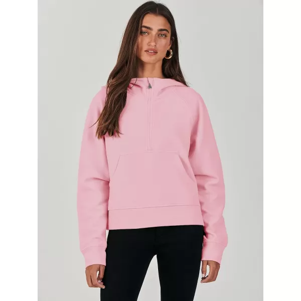 imageANRABESS Half Zip Sweatshirts Cropped Hoodies Fleece Womens Quarter Zip Up Pullover Sweaters Fall Outfits 2023 Winter ClothesPink