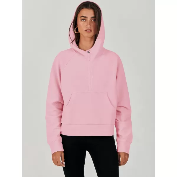 imageANRABESS Half Zip Sweatshirts Cropped Hoodies Fleece Womens Quarter Zip Up Pullover Sweaters Fall Outfits 2023 Winter ClothesPink