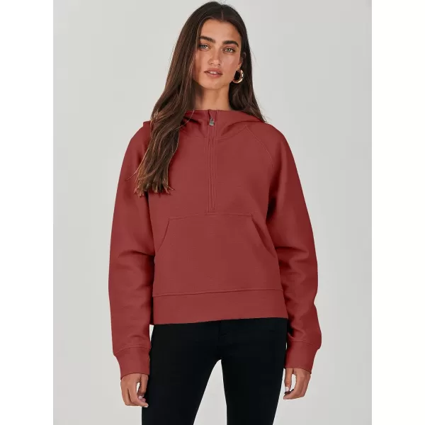 imageANRABESS Half Zip Sweatshirts Cropped Hoodies Fleece Womens Quarter Zip Up Pullover Sweaters Fall Outfits 2023 Winter ClothesRed
