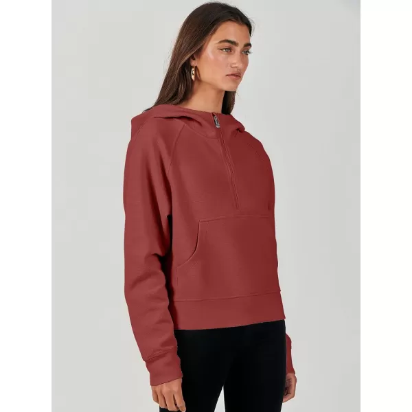 imageANRABESS Half Zip Sweatshirts Cropped Hoodies Fleece Womens Quarter Zip Up Pullover Sweaters Fall Outfits 2023 Winter ClothesRed