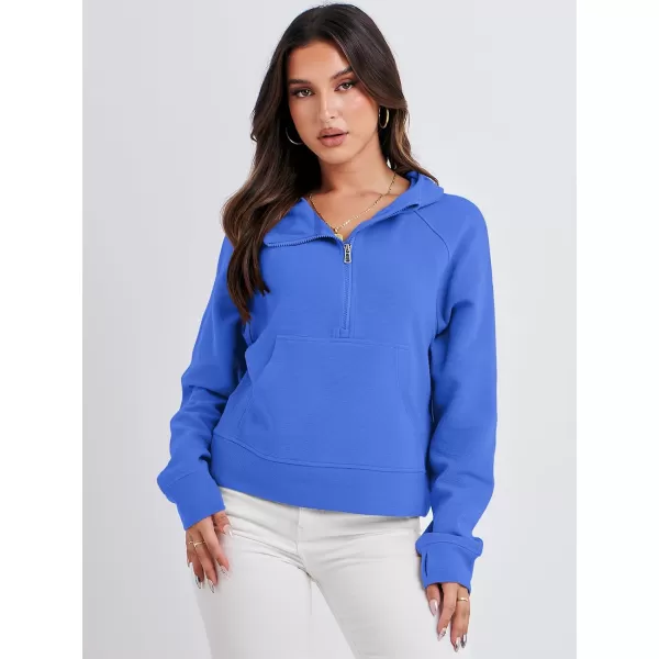 imageANRABESS Half Zip Sweatshirts Cropped Hoodies Fleece Womens Quarter Zip Up Pullover Sweaters Fall Outfits 2023 Winter ClothesRoyal Blue