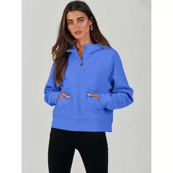 imageANRABESS Half Zip Sweatshirts Cropped Hoodies Fleece Womens Quarter Zip Up Pullover Sweaters Fall Outfits 2023 Winter ClothesRoyal Blue