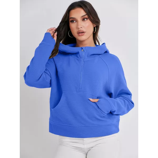 imageANRABESS Half Zip Sweatshirts Cropped Hoodies Fleece Womens Quarter Zip Up Pullover Sweaters Fall Outfits 2023 Winter ClothesRoyal Blue