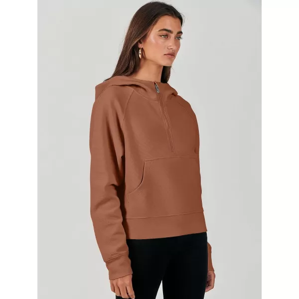 imageANRABESS Half Zip Sweatshirts Cropped Hoodies Fleece Womens Quarter Zip Up Pullover Sweaters Fall Outfits 2023 Winter ClothesRust