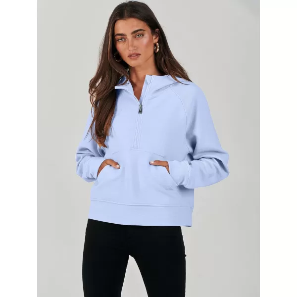 imageANRABESS Half Zip Sweatshirts Cropped Hoodies Fleece Womens Quarter Zip Up Pullover Sweaters Fall Outfits 2023 Winter ClothesSky