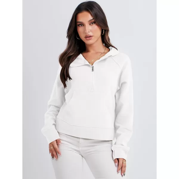 imageANRABESS Half Zip Sweatshirts Cropped Hoodies Fleece Womens Quarter Zip Up Pullover Sweaters Fall Outfits 2023 Winter ClothesWhite