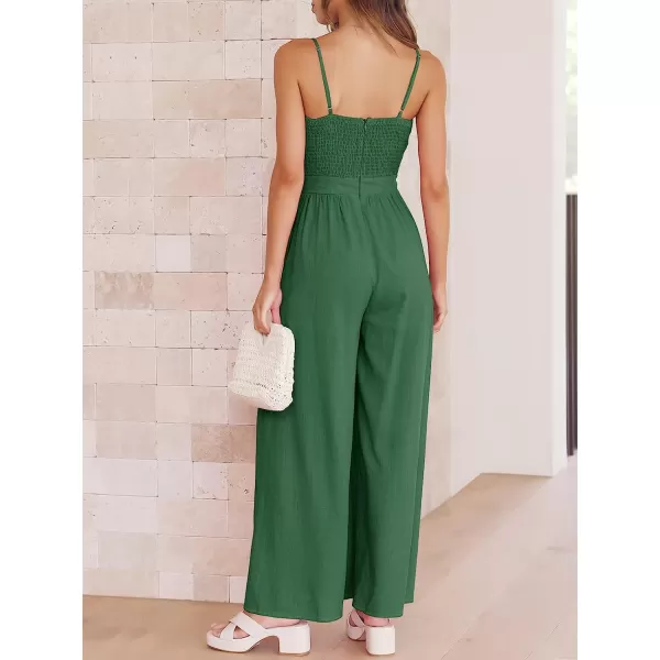 imageANRABESS Jumpsuit for Women Casual Summer Beach Vacation Outfits Sleeveless Tie Knot Cutout Linen Romper Jumper 2023Grass
