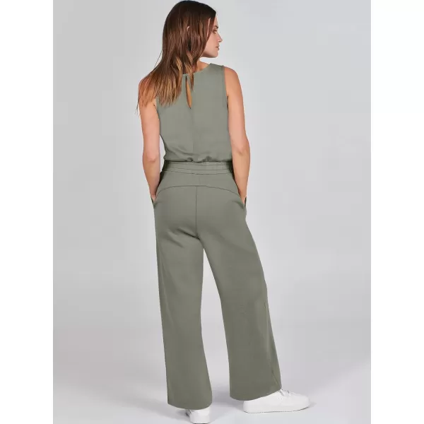 imageANRABESS Jumpsuits for Women 2024 Casual Summer Dressy Romper Sleeveless Wide Leg Long Pants Outfits JumperArmy Green