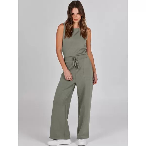 imageANRABESS Jumpsuits for Women 2024 Casual Summer Dressy Romper Sleeveless Wide Leg Long Pants Outfits JumperArmy Green
