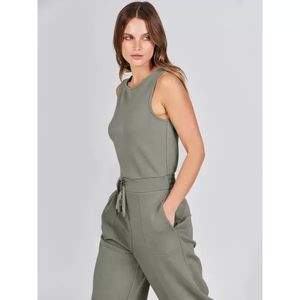 imageANRABESS Jumpsuits for Women 2024 Casual Summer Dressy Romper Sleeveless Wide Leg Long Pants Outfits JumperArmy Green