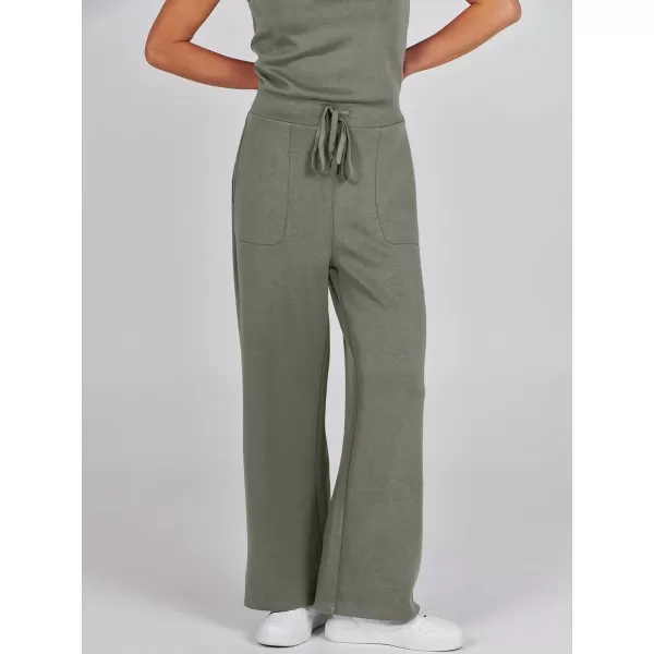 imageANRABESS Jumpsuits for Women 2024 Casual Summer Dressy Romper Sleeveless Wide Leg Long Pants Outfits JumperArmy Green