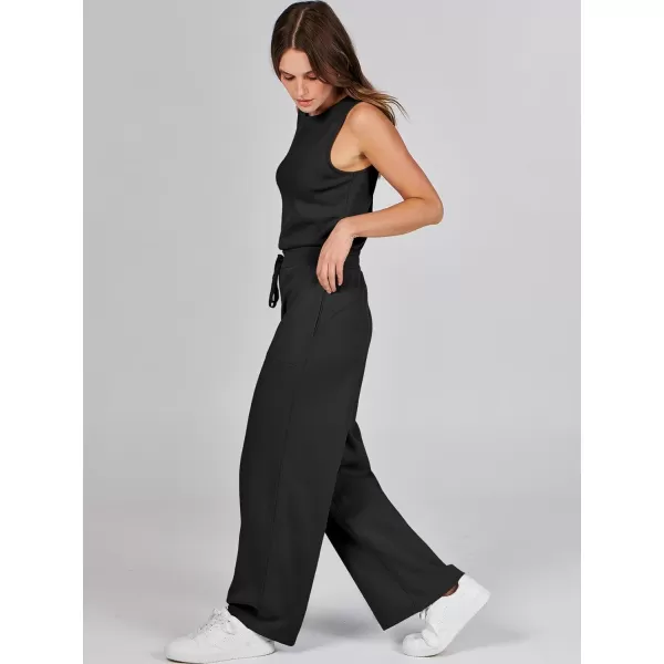 imageANRABESS Jumpsuits for Women 2024 Casual Summer Dressy Romper Sleeveless Wide Leg Long Pants Outfits JumperBlack