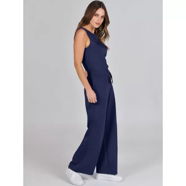 imageANRABESS Jumpsuits for Women 2024 Casual Summer Dressy Romper Sleeveless Wide Leg Long Pants Outfits JumperBlue