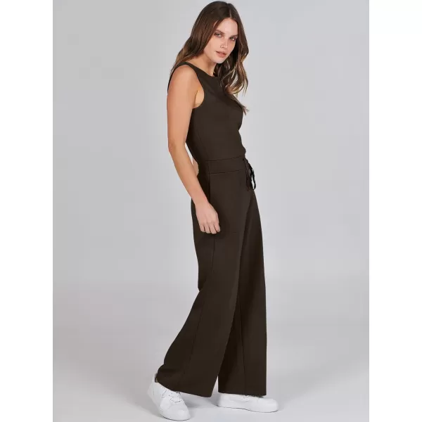 imageANRABESS Jumpsuits for Women 2024 Casual Summer Dressy Romper Sleeveless Wide Leg Long Pants Outfits JumperBrown