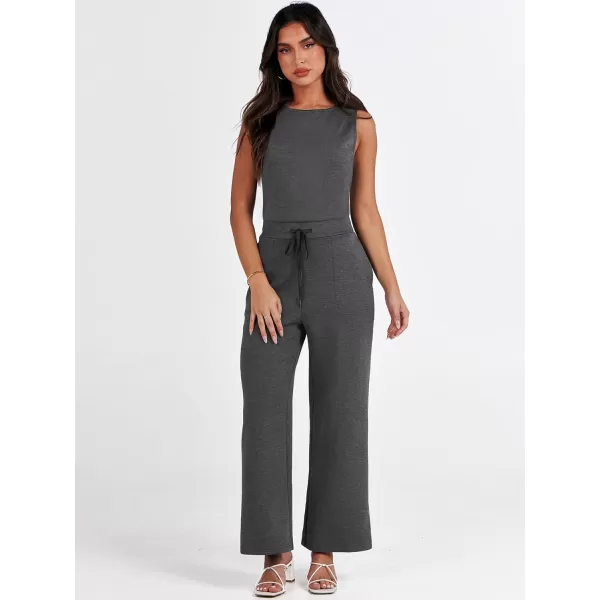 imageANRABESS Jumpsuits for Women 2024 Casual Summer Dressy Romper Sleeveless Wide Leg Long Pants Outfits JumperDeep Gray