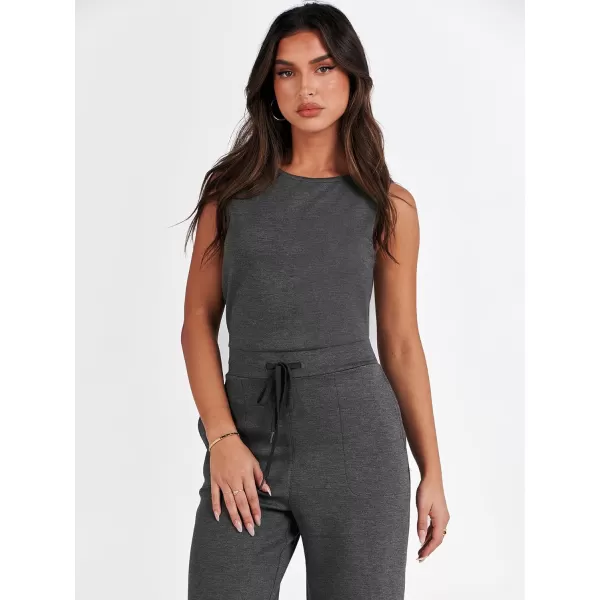 imageANRABESS Jumpsuits for Women 2024 Casual Summer Dressy Romper Sleeveless Wide Leg Long Pants Outfits JumperDeep Gray