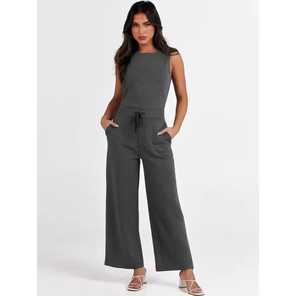 imageANRABESS Jumpsuits for Women 2024 Casual Summer Dressy Romper Sleeveless Wide Leg Long Pants Outfits JumperDeep Gray