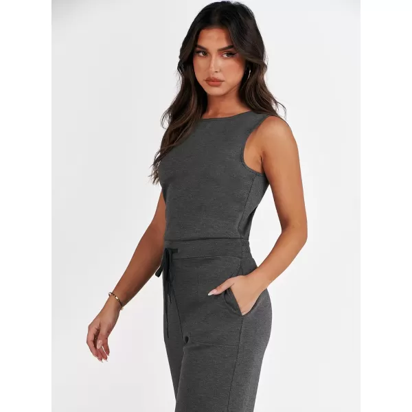 imageANRABESS Jumpsuits for Women 2024 Casual Summer Dressy Romper Sleeveless Wide Leg Long Pants Outfits JumperDeep Gray