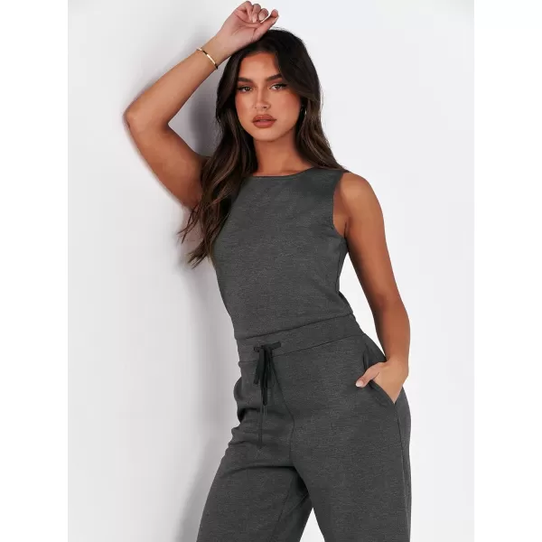 imageANRABESS Jumpsuits for Women 2024 Casual Summer Dressy Romper Sleeveless Wide Leg Long Pants Outfits JumperDeep Gray