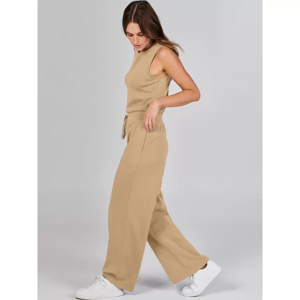 imageANRABESS Jumpsuits for Women 2024 Casual Summer Dressy Romper Sleeveless Wide Leg Long Pants Outfits JumperKhaki